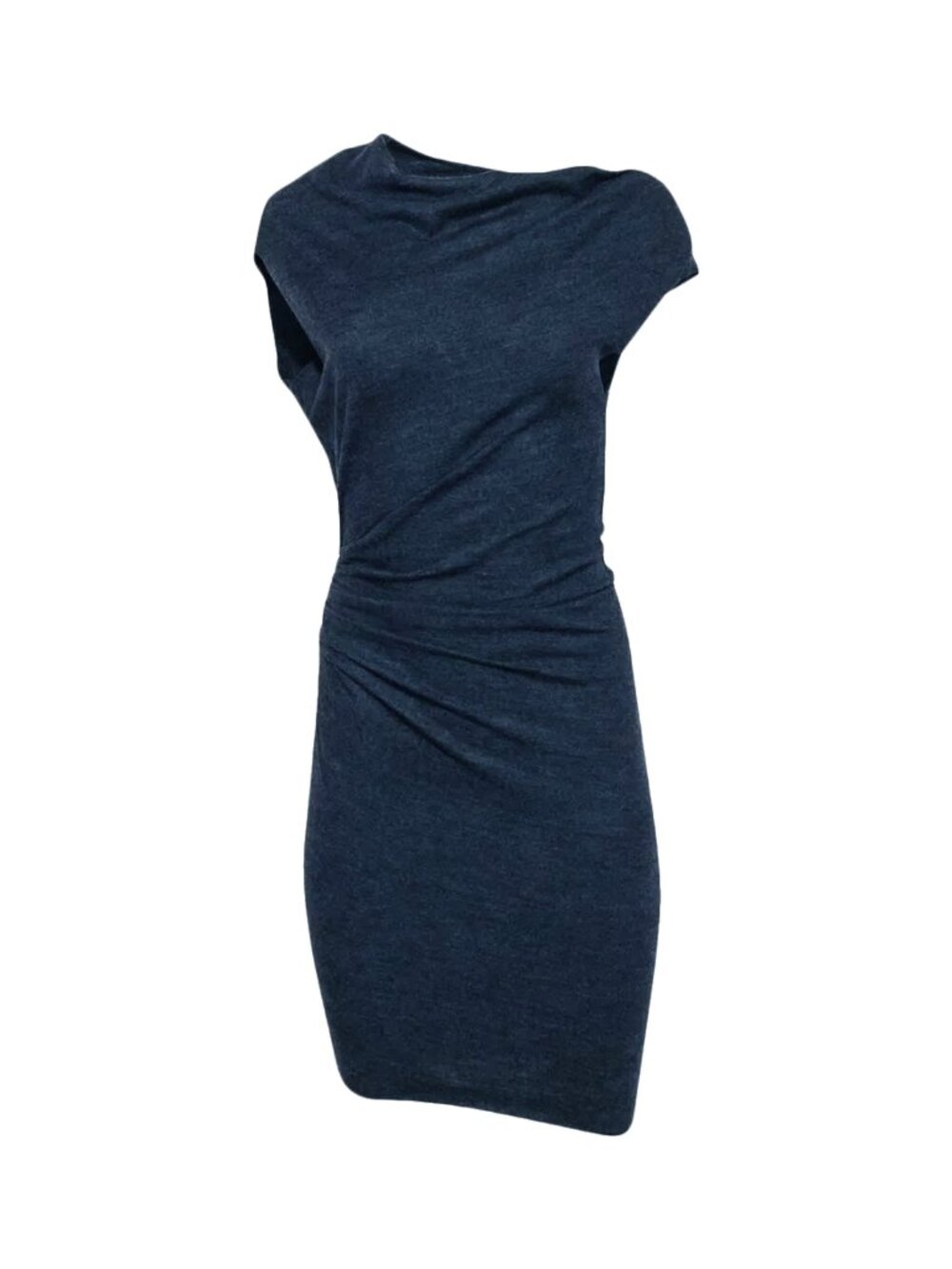 Helmut Lang Sonar Asymmetric Wool Dress (Dark Blue) – Size P